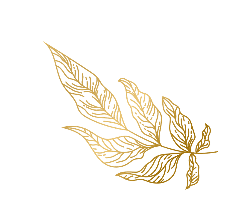 gold hand drawn plant leafs for elegant branding and creative projects