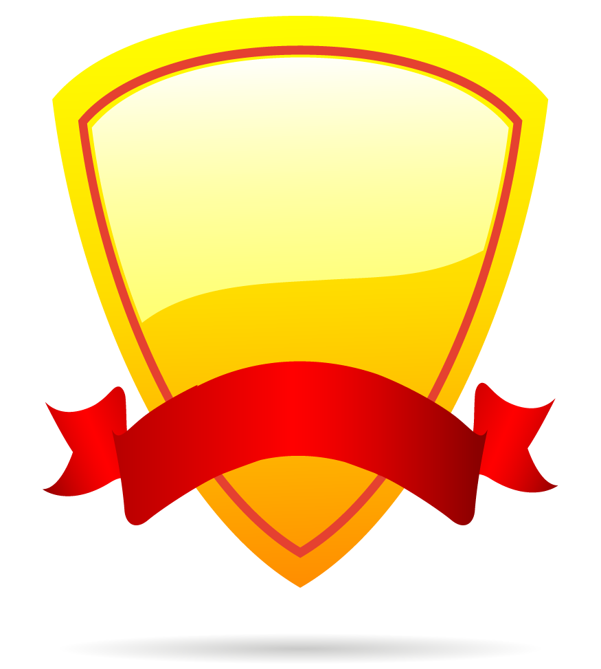 gold shields and badges for awards, achievements, and recognition in various applications