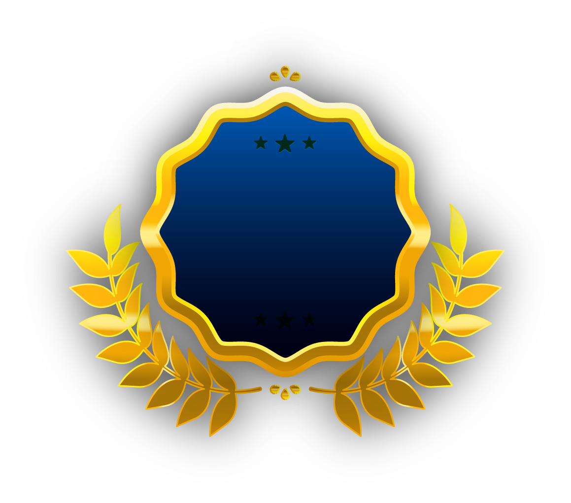 golden badge and frame set for elegant awards and prestigious recognition in marketing materials