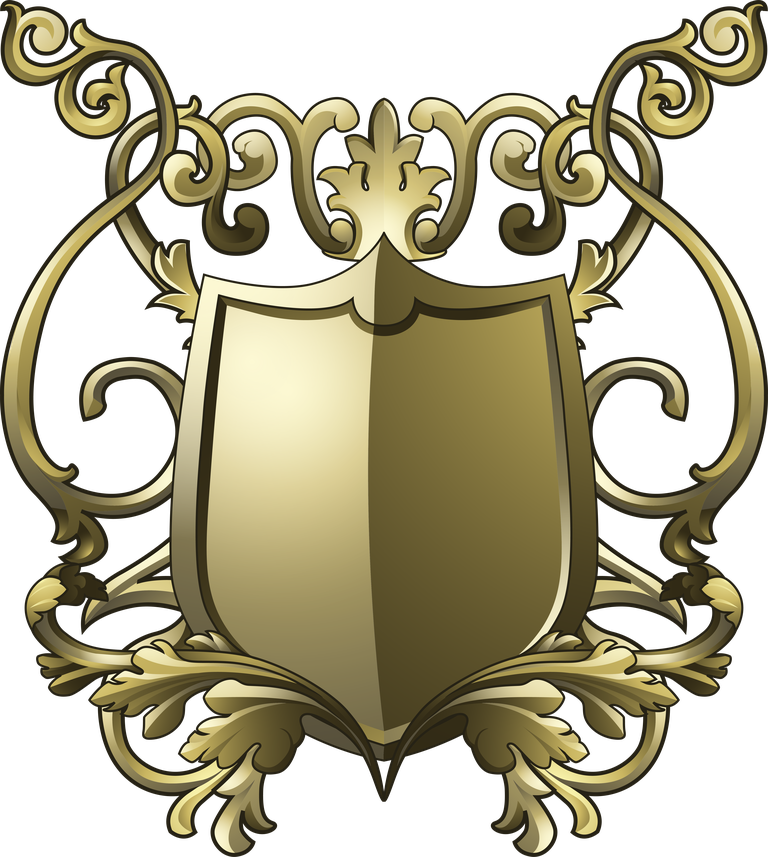 golden baroque shield elements vector for ornate heraldry and luxurious decor