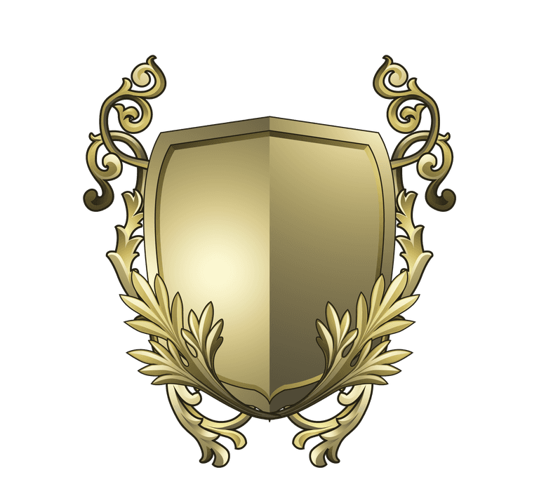 golden baroque shield elements vector