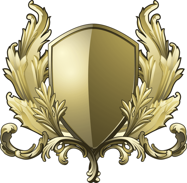 golden baroque shield elements vector