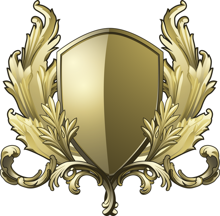 golden baroque shield elements vector