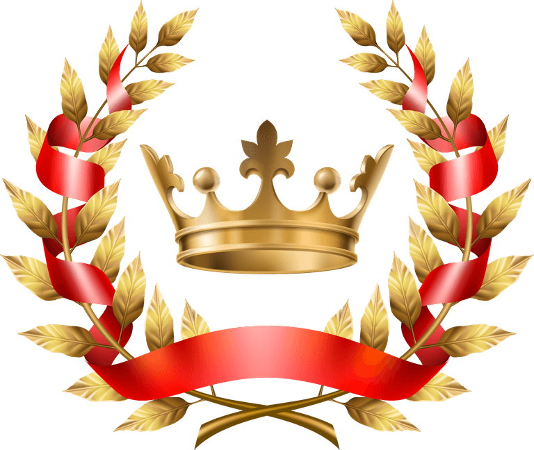 golden crown laurel and gold crown luxury vector