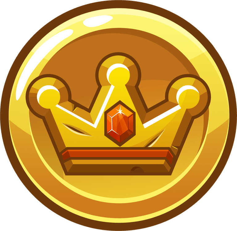 golden round square app icons with crowns