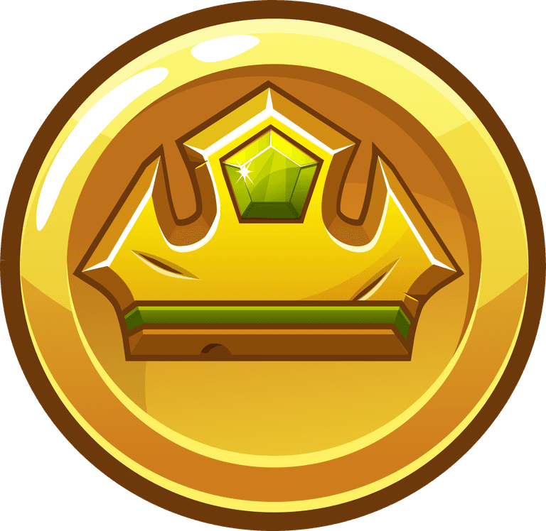 golden round square app icons with crowns