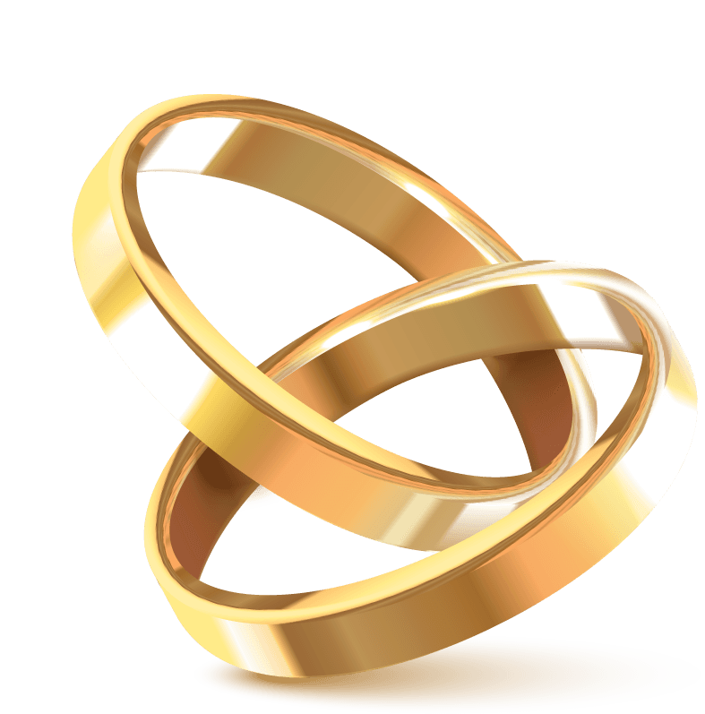 golden silver wedding rings decorated with precious stones clipping path realistic illustration