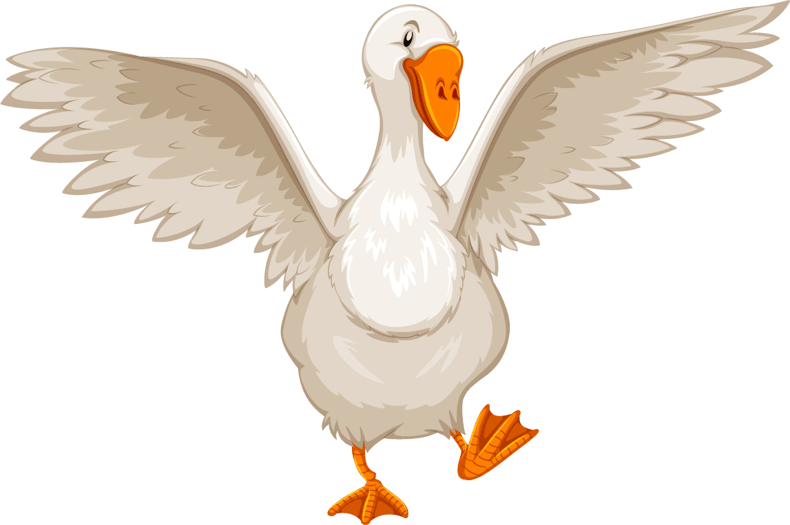 goose set different birds cartoon style isolated white background