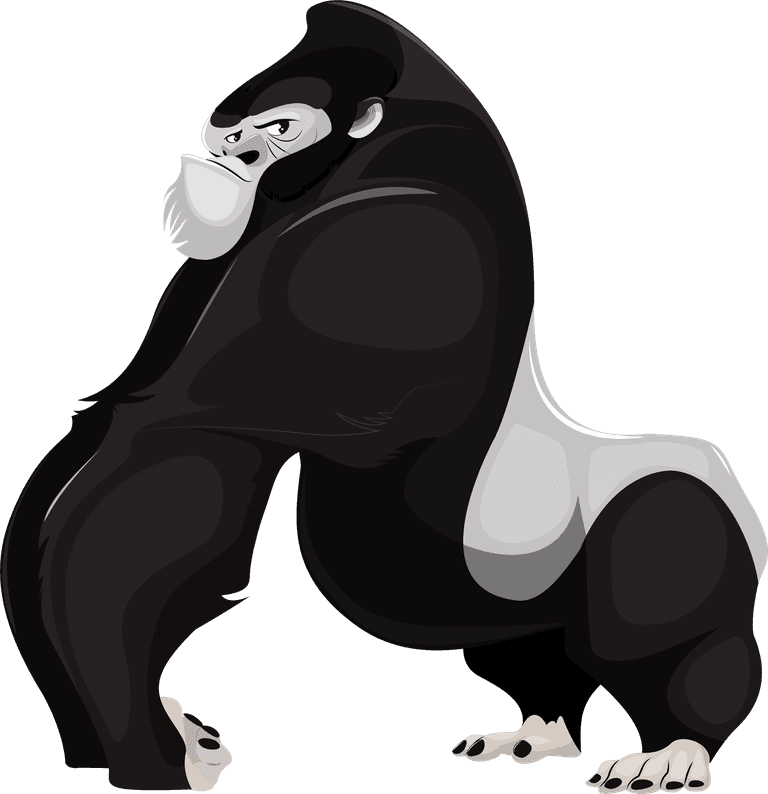 gorillas primate species icons colored cartoon sketch