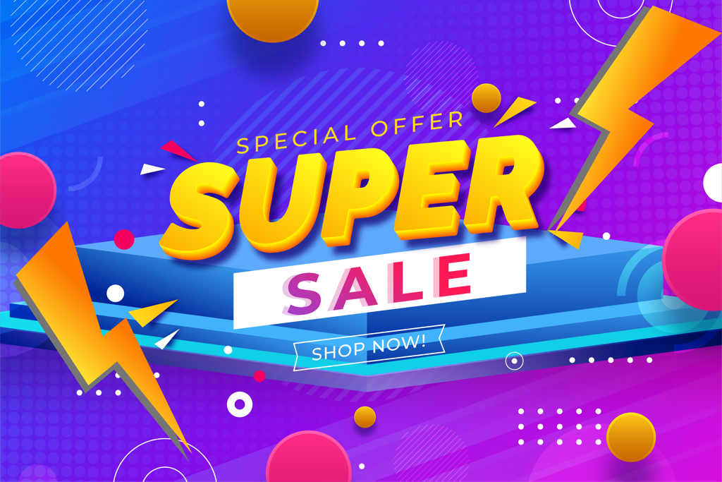 gradient sale background frames with vibrant colors and playful shapes for promotions