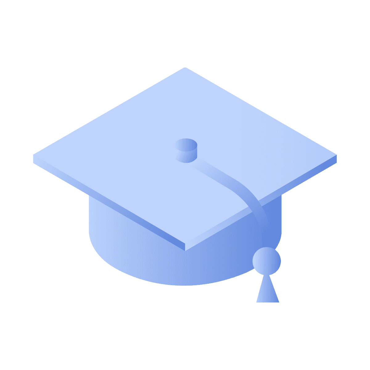 graduation cap illustration element in block style