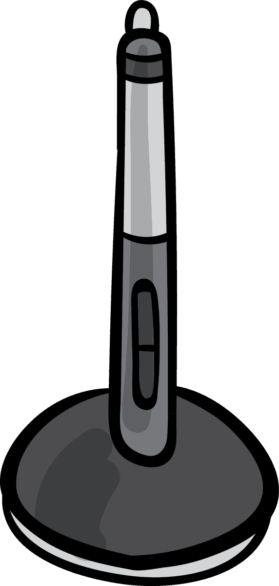 graphic design workspace background featuring an illustrative drawing tablet pen on a stand