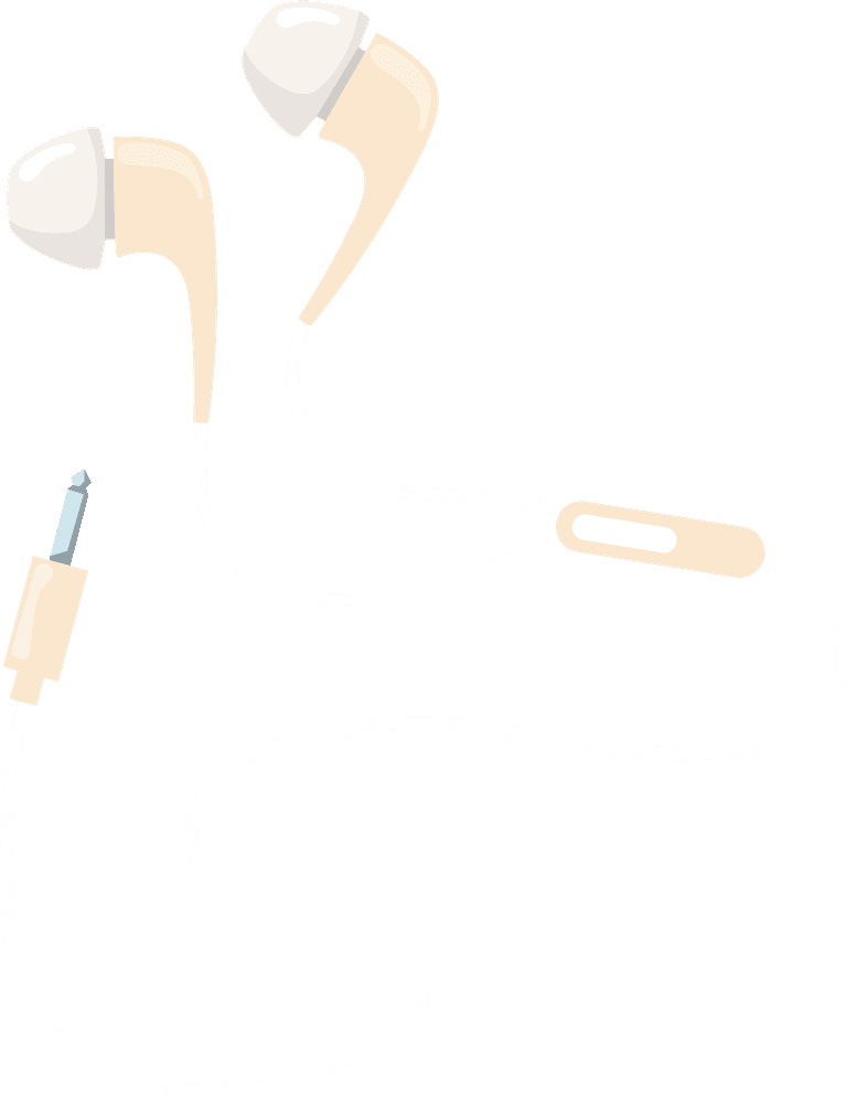 graphic phone accessories flat illustration featuring modern earbuds and audio jack