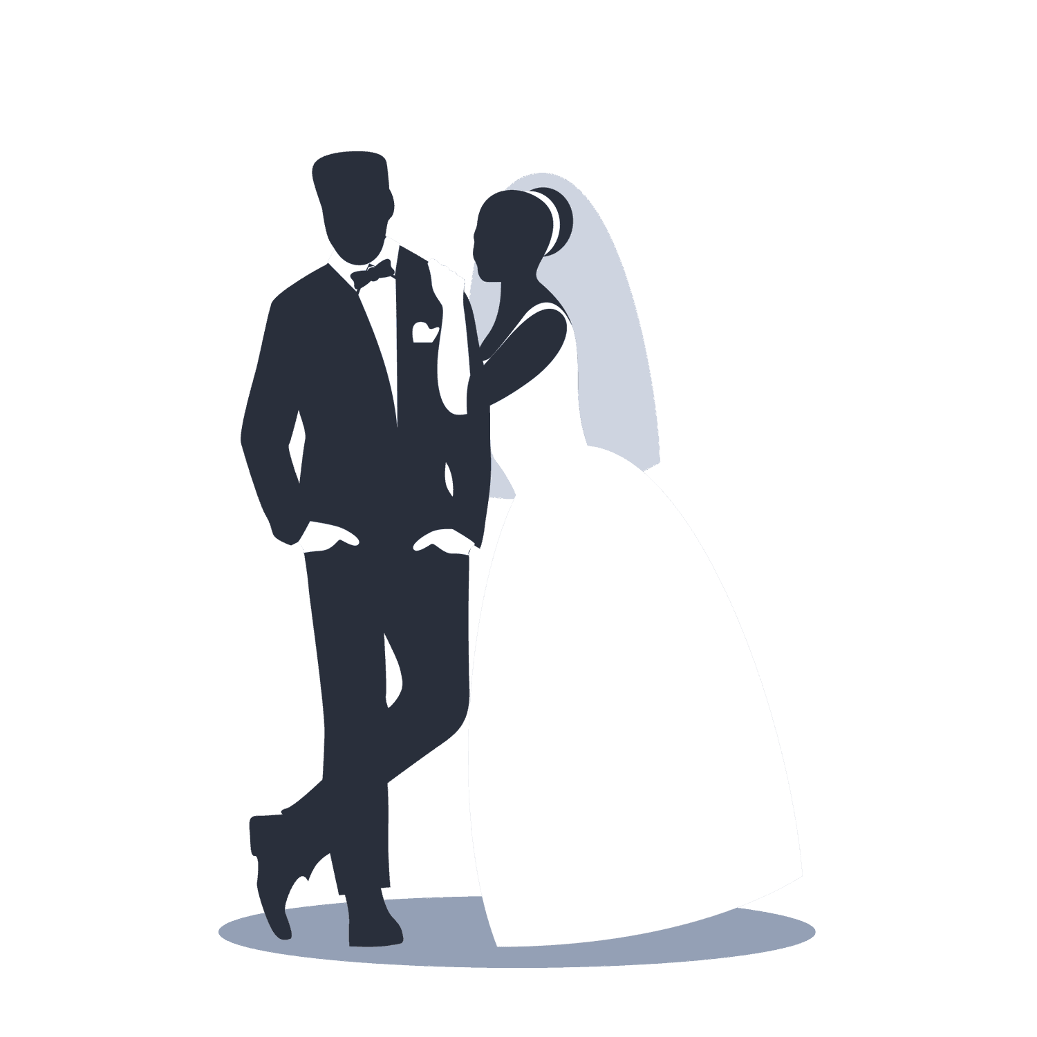 gray wedding couples silhouettes