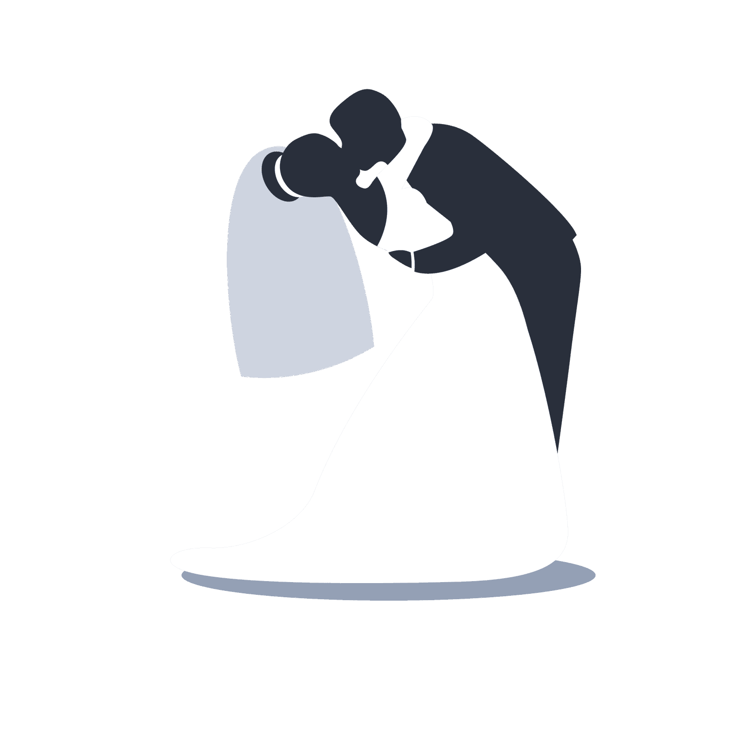gray wedding couples silhouettes