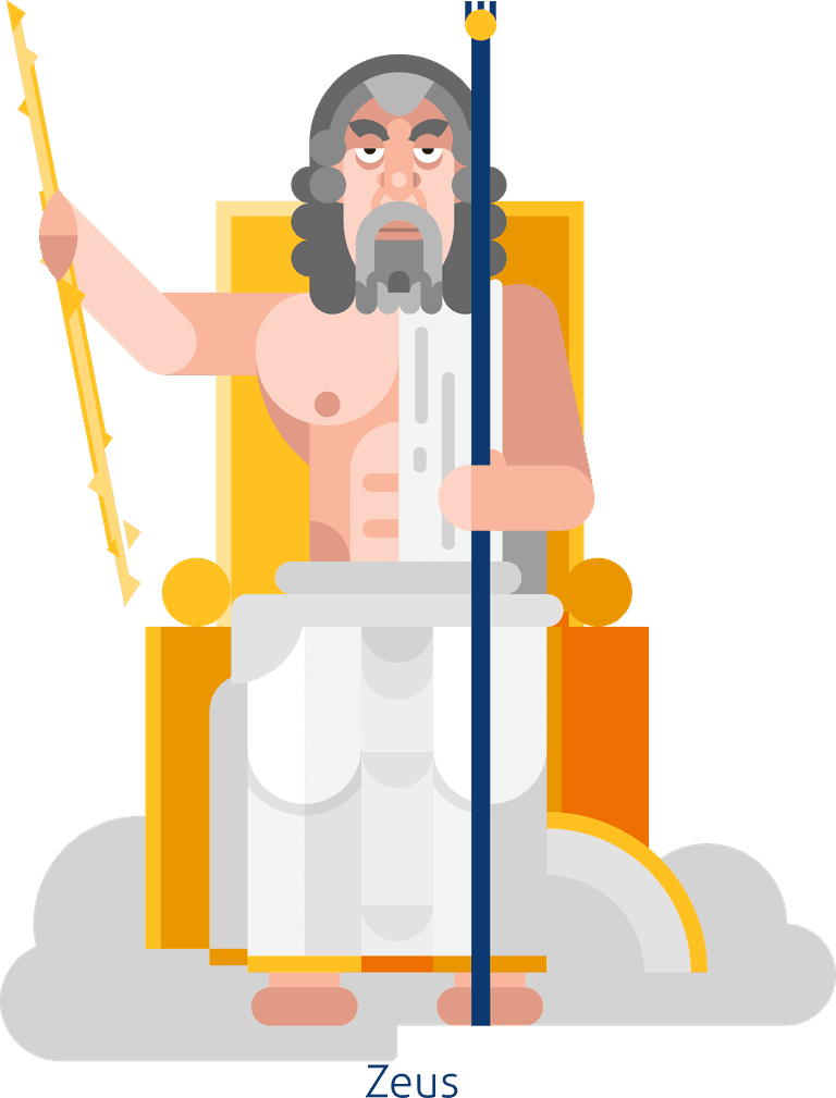 greek god flat color olympic gods icons set