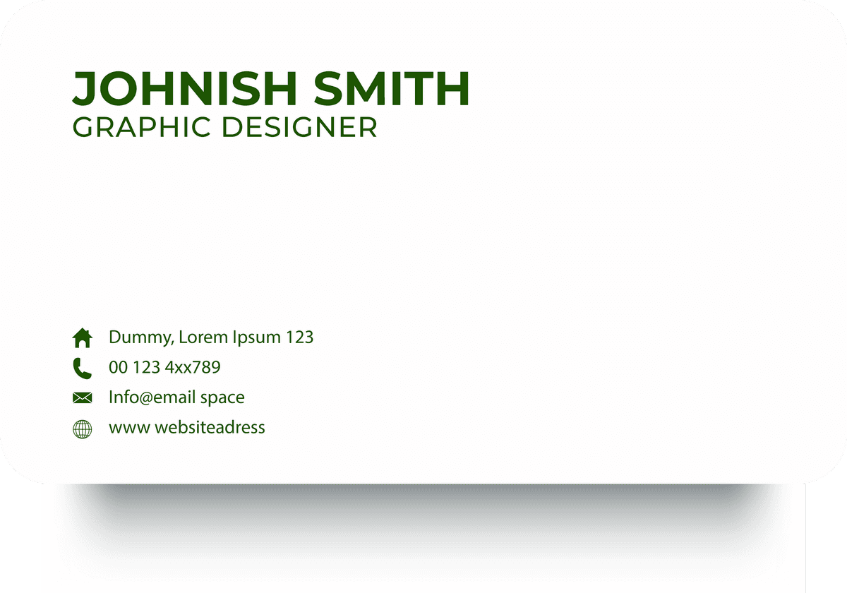 green corporate identity design template for professionals with minimalistic style and essential contact details
