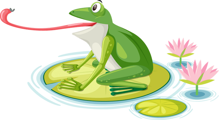 green frog in lotus pond frog on lotus pad illustration