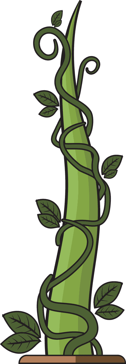 green growing plant beanstalk with twisting vines and vibrant leaves for eco-friendly designs