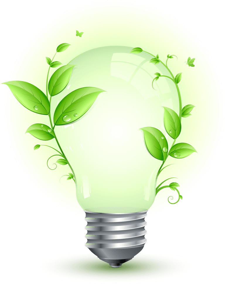 green leaf green leaf and energysaving lamps vector
