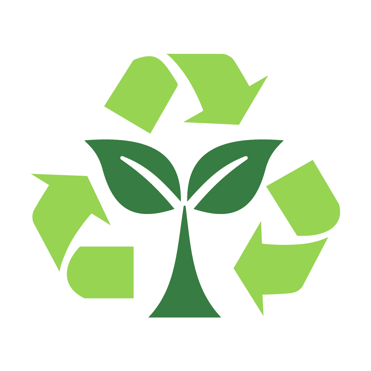 green recycle icon with leaf nature theme