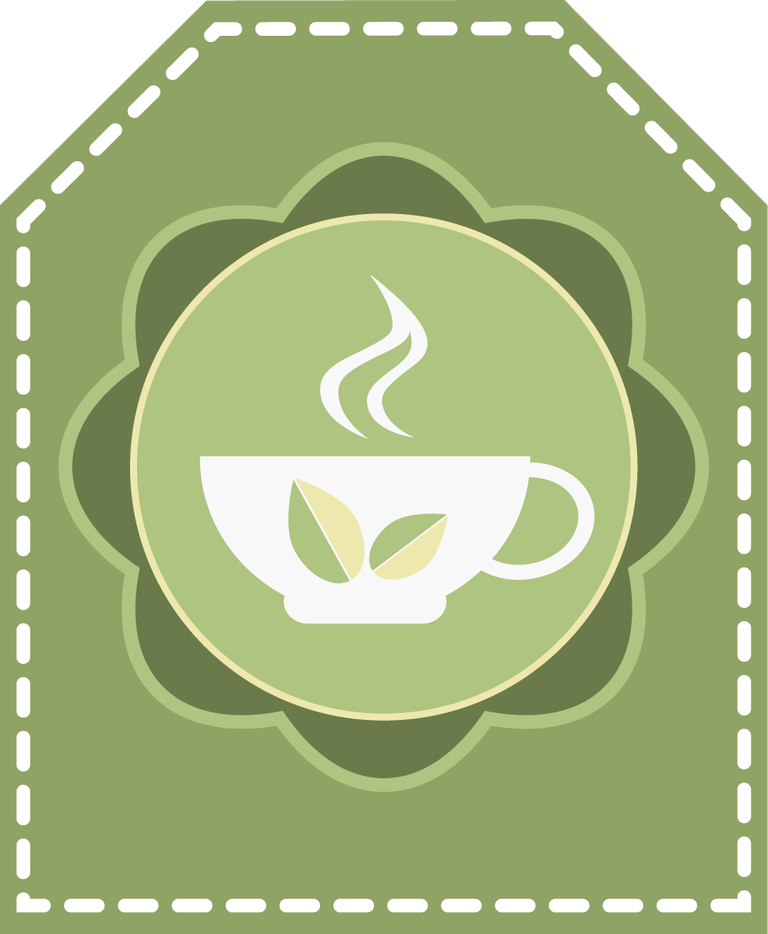 green tea labels icons featuring a steaming cup in a soothing design for packaging