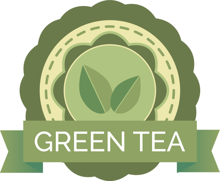 green tea labels icons with fresh leaf designs for tea packaging and branding