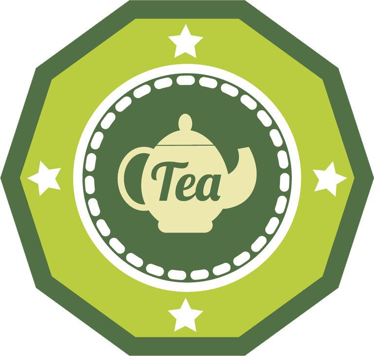 green tea labels icons featuring a teapot and circular badge for all ...