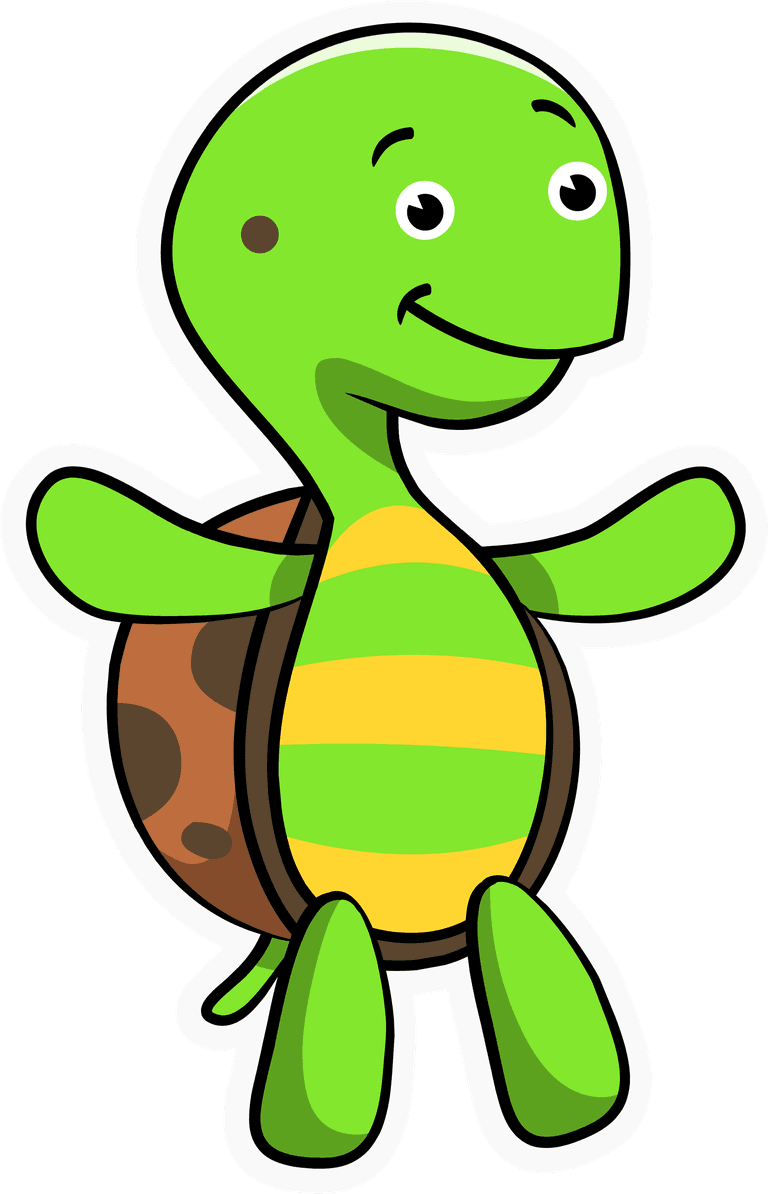 green turtle turtle cartoon set of animal action