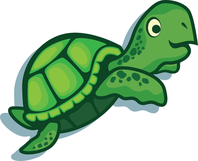 green turtle turtle cartoon set of animal action