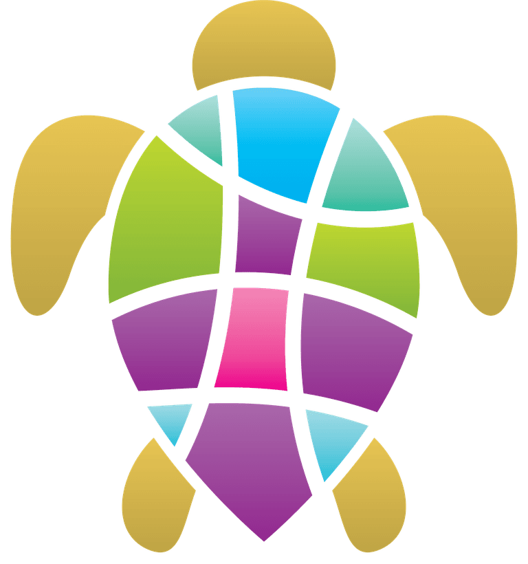 green turtle turtle logos featuring a colorful mosaic design for marine conservation campaigns