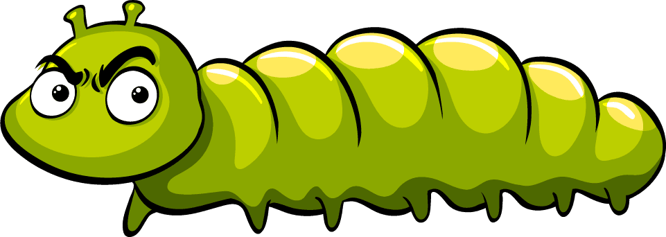 green worm green caterpillar with different emotions
