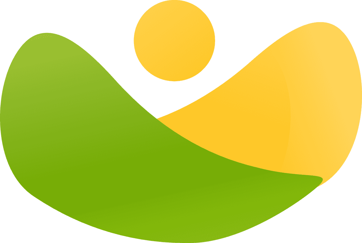 green yellow abstract logo representing vitality and harmony for eco-friendly brands