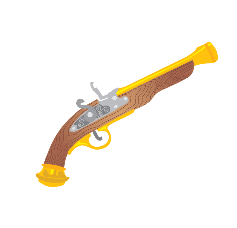 gun pirate treasure series vector featuring a classic wooden pistol with intricate details