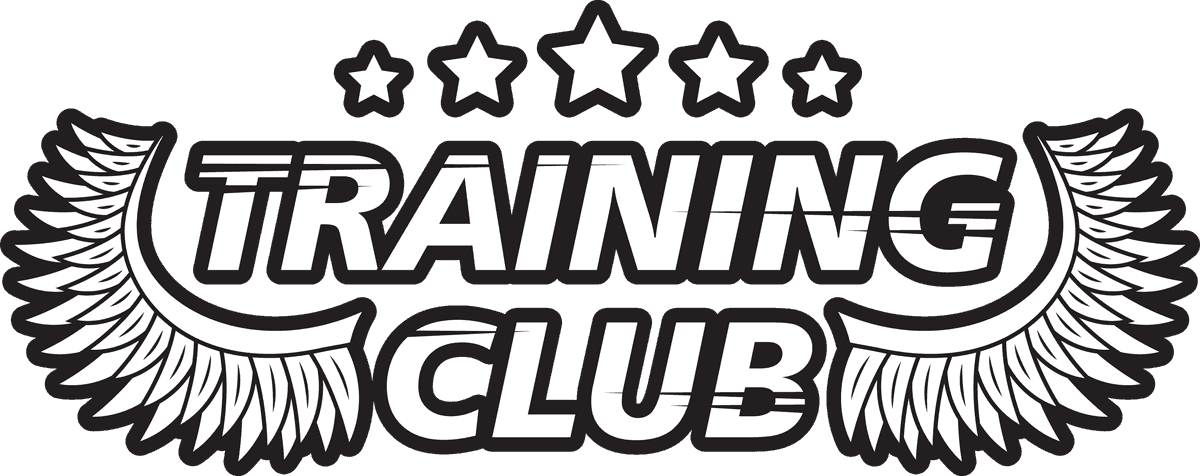 gym retro logos set featuring training club with wings and stars for fitness branding