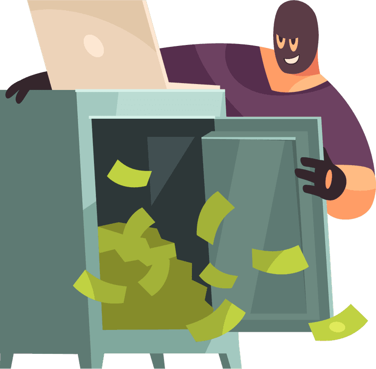 hacker icon man mask face steal information money illustration