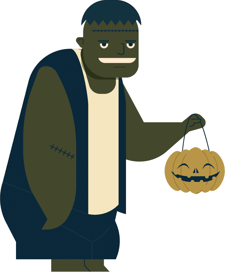 halloween elements costumed cartoon characters sketch