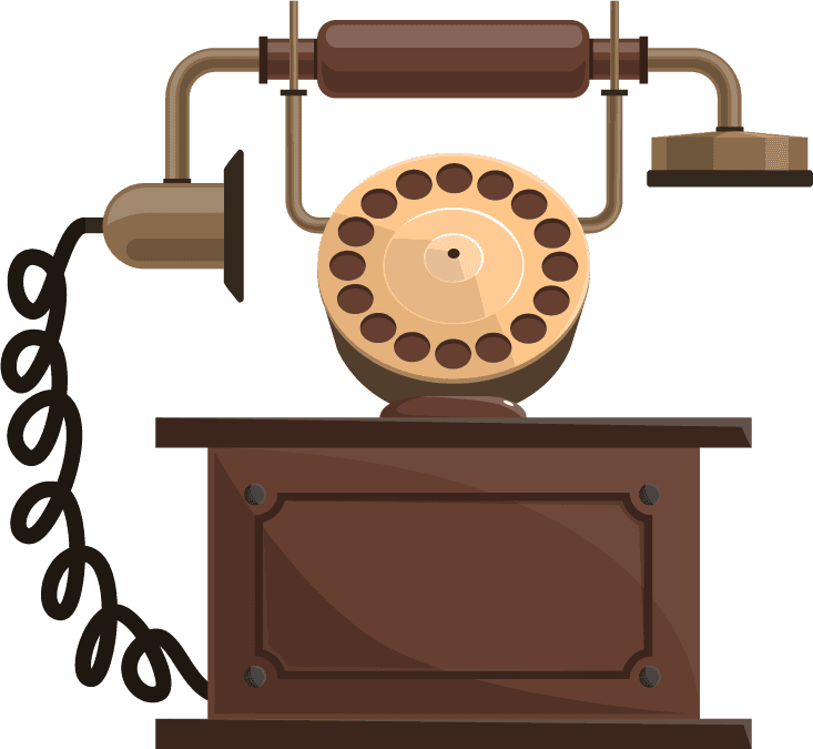 hand cranked phone retro objects set