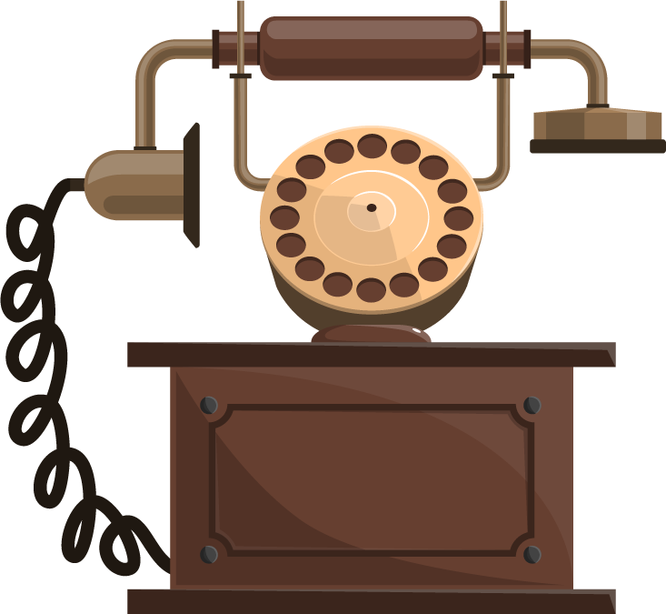 hand cranked phone retro objects set