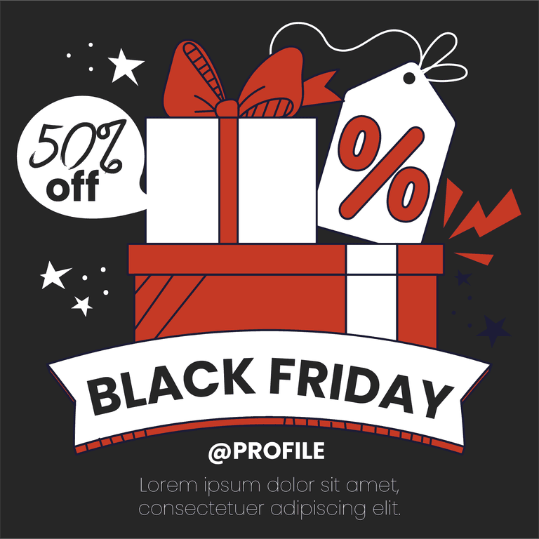 black friday promotion hand-drawn style instagram posts template