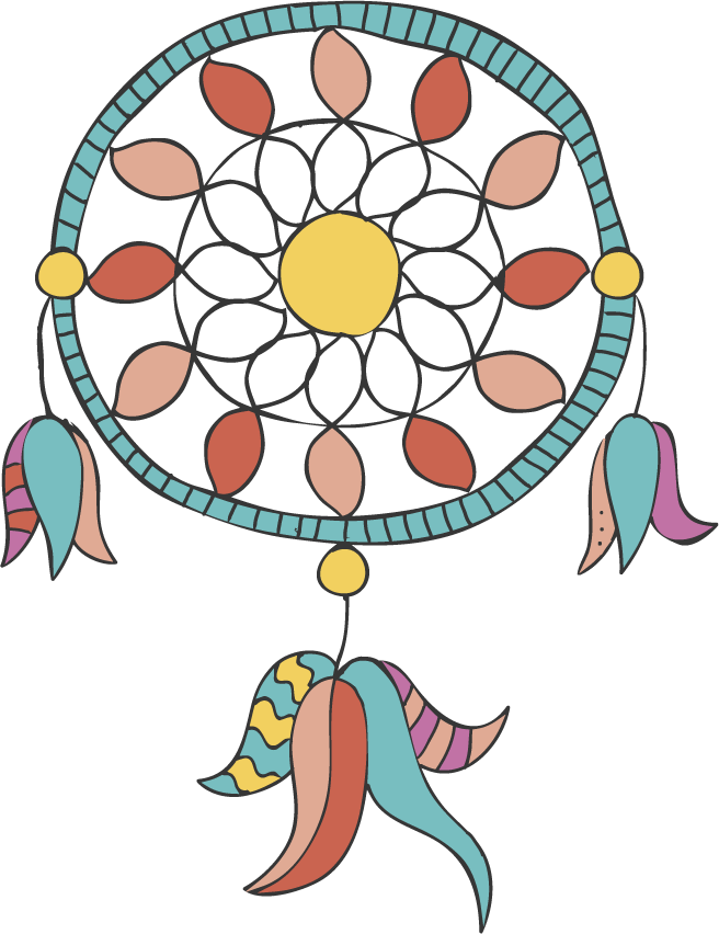 hand drawn boho element collection featuring dreamcatchers and whimsical motifs for creative projects