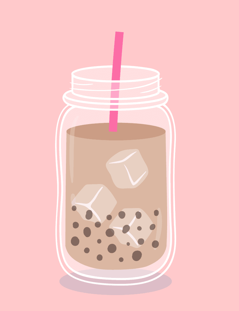 hand drawn bubble tea collection featuring cute beverages in pastel colors for fun events