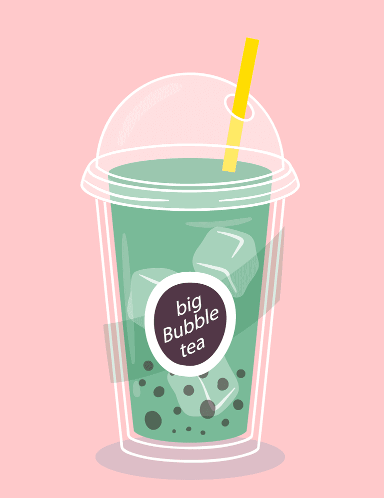 hand drawn bubble tea collection featuring delicious flavors and fun straw options for cafes and menus