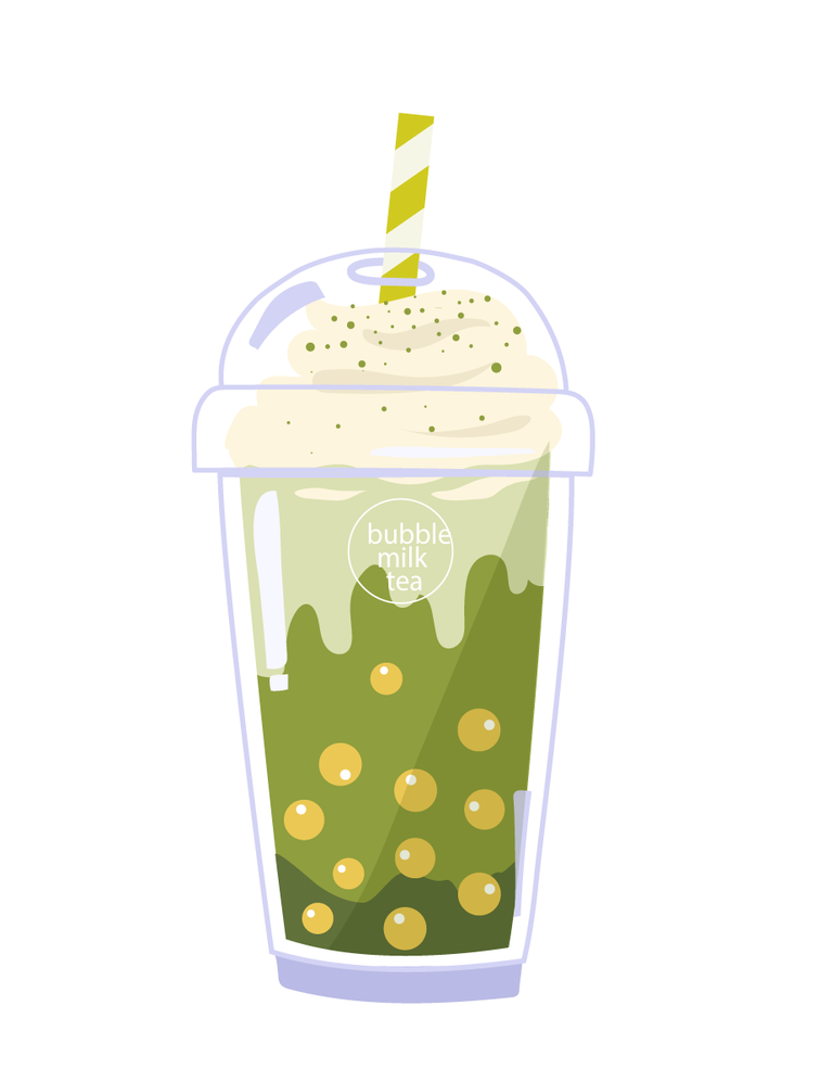 hand drawn bubble tea flavors with unique toppings for refreshing summertime drinks