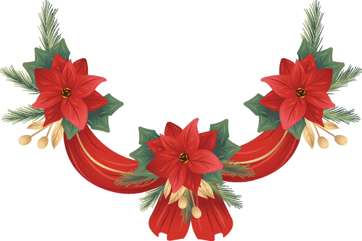 hand drawn christmas decoration with vibrant poinsettias and festive greenery for holiday cheer