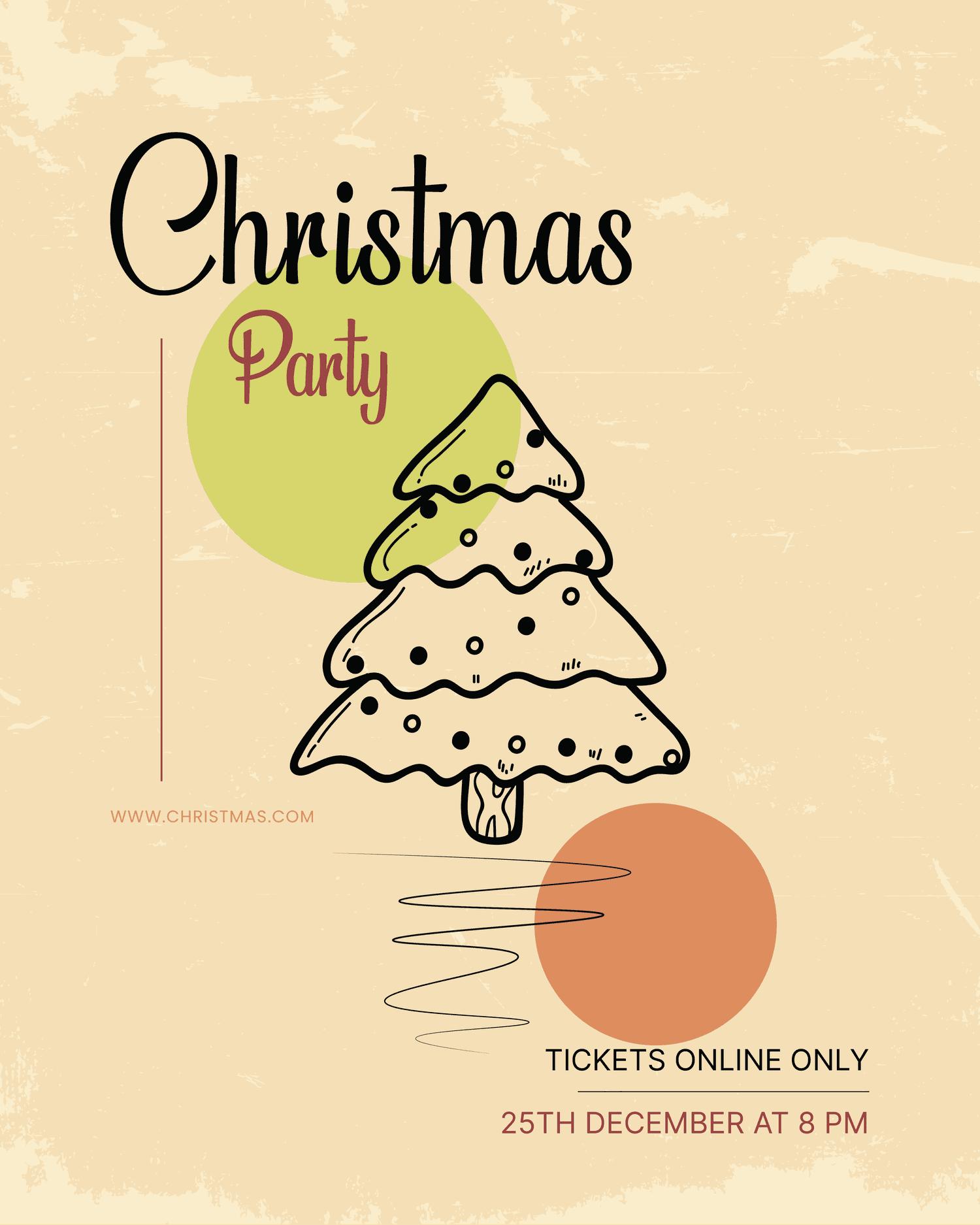 Hand drawn Christmas themed poster with classic colors