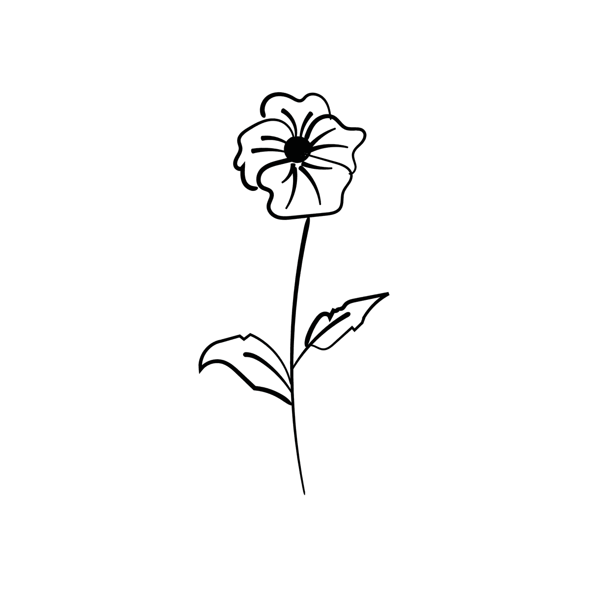 elegant floral line art illustration with delicate botanical elements in a minimalistic black outline