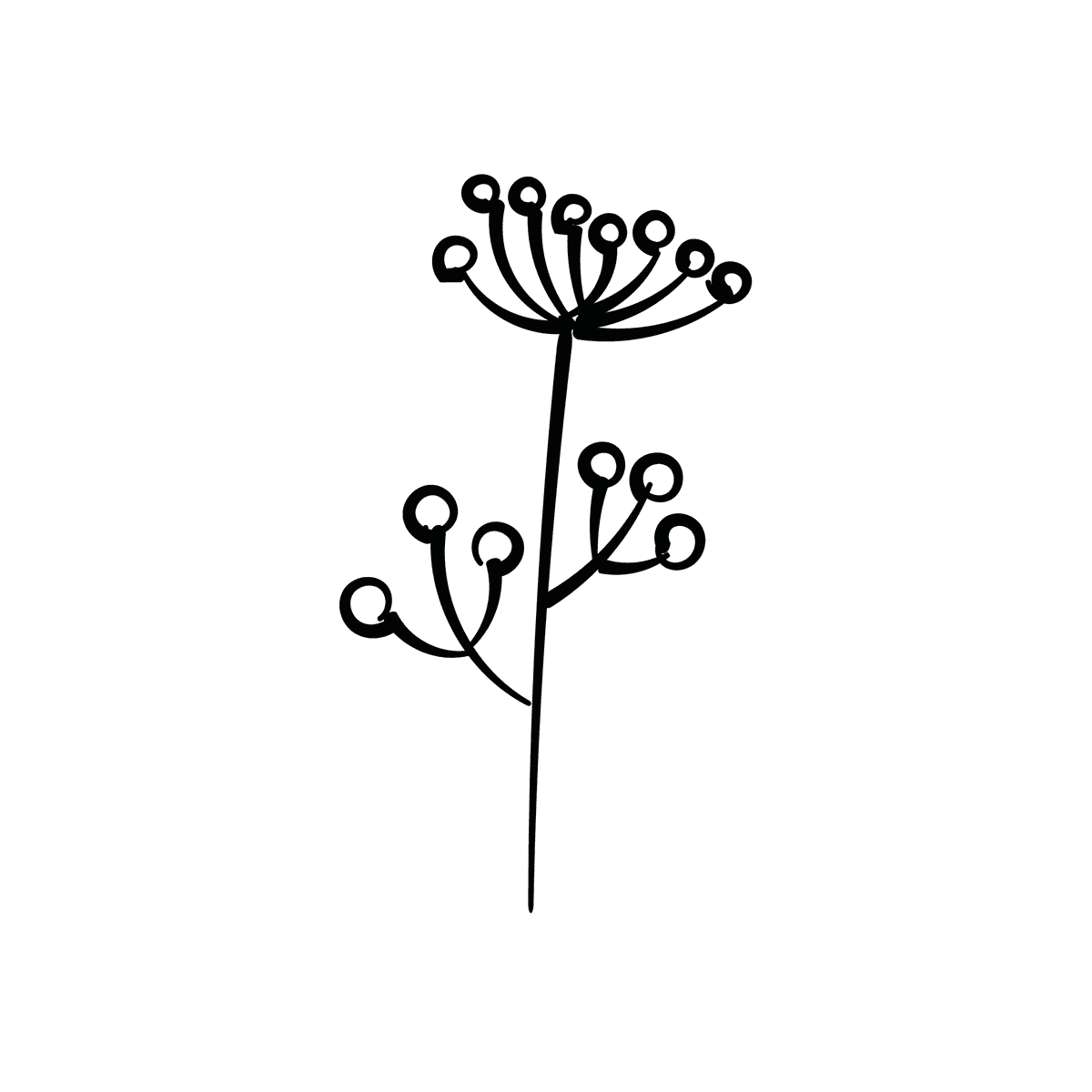 minimal botanical line art illustration featuring delicate floral silhouettes in a modern aesthetic