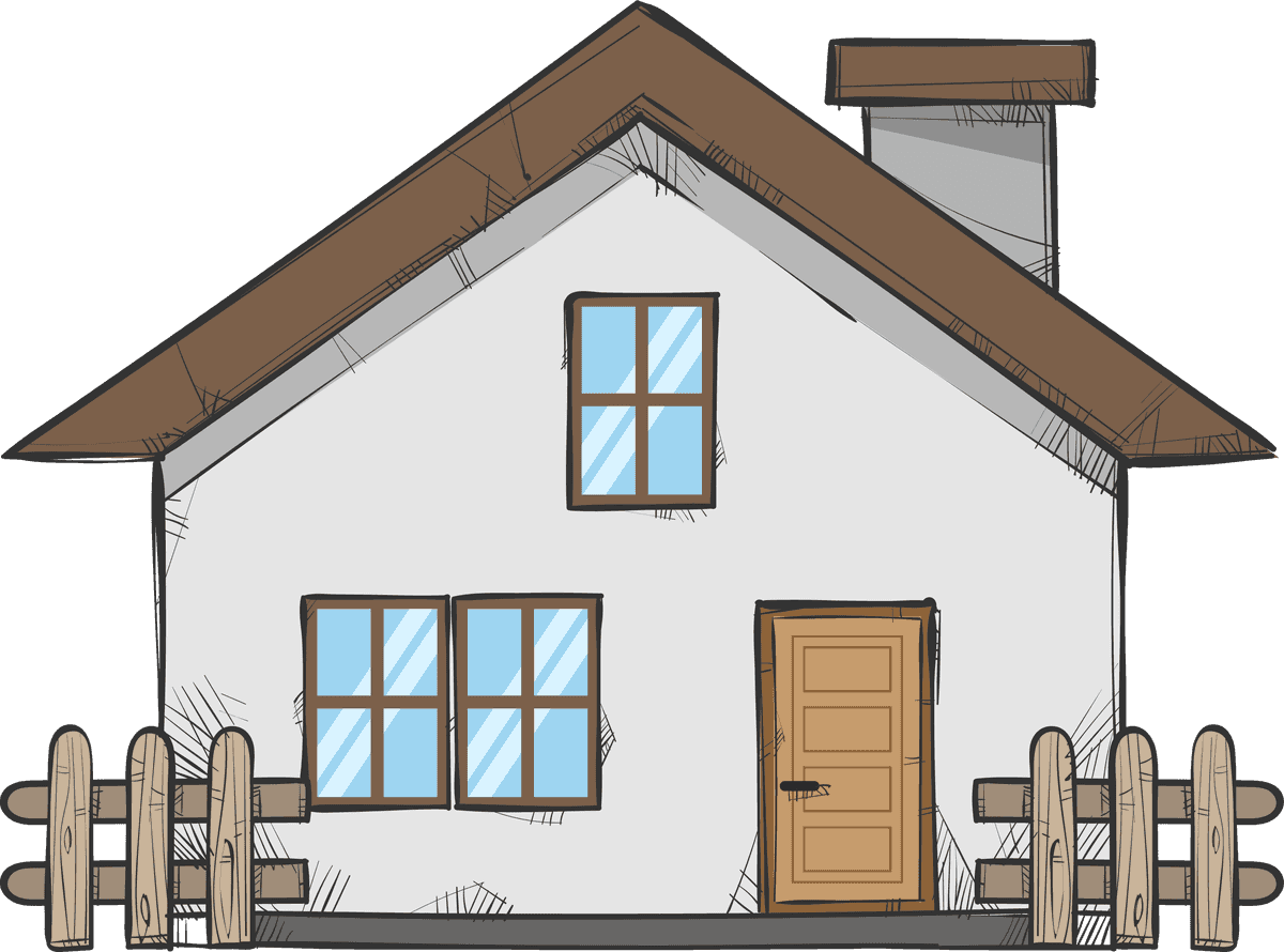 hand drawn modern house illustration with charming rustic features for creative projects