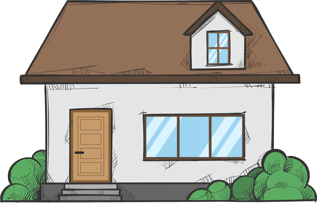 hand drawn modern house illustration with cozy features for indoor living and outdoor inspiration